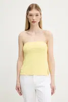 Top Abercrombie & Fitch žlutá barva, odkrytá záda, KI139-5567