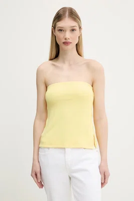 Top Abercrombie & Fitch žlutá barva, odkrytá záda, KI139-5567