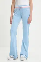 Velurové teplákové kalhoty Juicy Couture CHRISTINE STRIPE LOW RISE dámské, modrá barva, JCWBJ225352