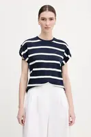 Bavlněné tričko Tommy Hilfiger dámské, tmavomodrá barva, WW0WW45628