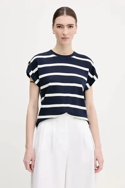 Bavlněné tričko Tommy Hilfiger dámské, tmavomodrá barva, WW0WW45628