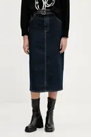 Džínová sukně HUGO Gatje_2 tmavomodrá barva, midi, 50541495