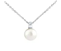 Silvego Stříbrný náhrdelník s bílou perlou Swarovski® Crystals 12 mm LPS061912PSWW (řetízek, přívěsek)