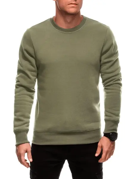 Edoti BASIC men's uniform round neck sweatshirt - dark olive green