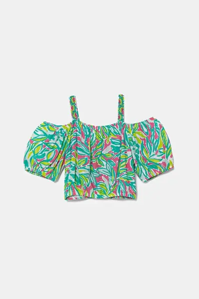 Dětská halenka United Colors of Benetton tyrkysová barva, vzorovaná, 5UIACH00F