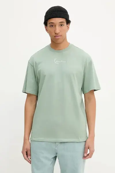 Bavlněné tričko Karl Kani pánské, zelená barva, s aplikací, PD00008142