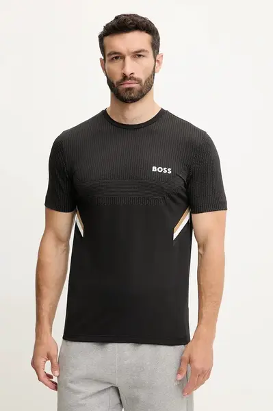 Tričko BOSS Green Tee Tech TOC pánské, černá barva, s potiskem, 50543329