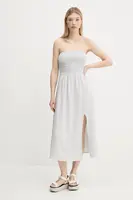 Lněné šaty Hollister Co. šedá barva, mini, KI359-1209