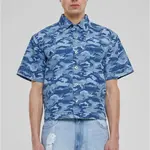 Men's shirt with print - camouflage/blue