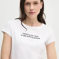 Bavlněné tričko Sisley bílá barva, 3I1XL106Q