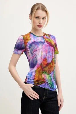 Tričko Desigual YELLOWSTONE fialová barva, 25SWTK89