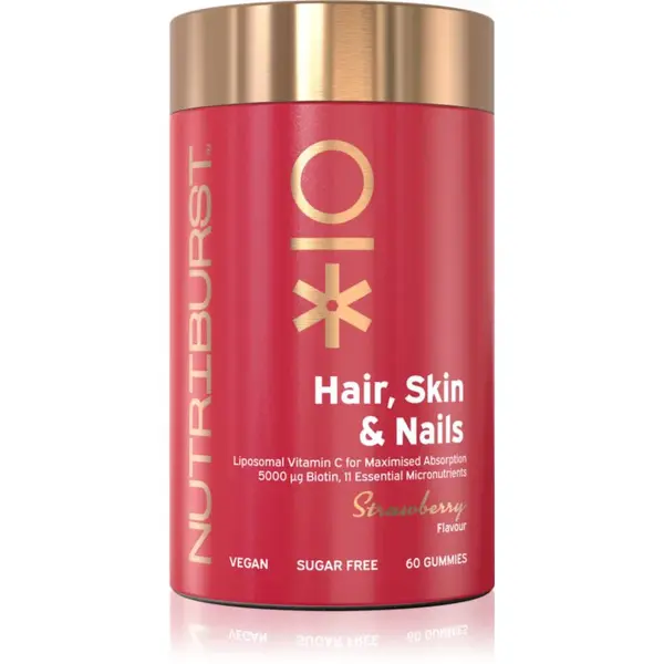 Nutriburst Advanced Hair, Skin & Nails žuvacie mäkké tobolky pre krásne vlasy, pleť a nechty príchuť Strawberry 60 ks