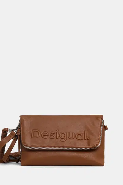 Kabelka Desigual HALF VENECIA 3.0 hnědá barva, 25SAXPAM