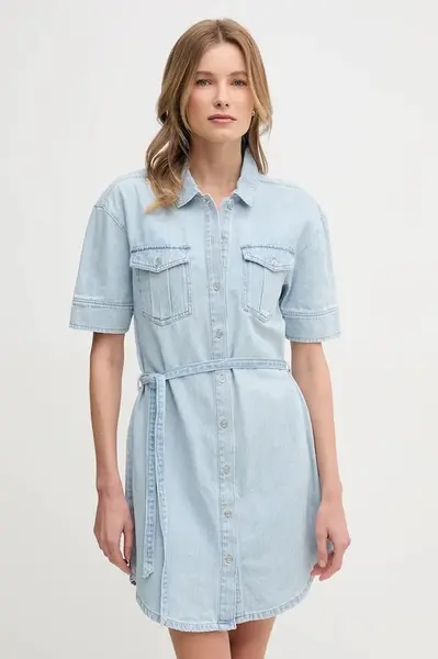 Bavlněné šaty Dkny modrá barva, mini, DJ4D9023