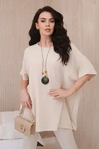 Kesi Włoski Oversized halenka s přívěskem tmavě béžová