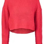 Dámský široký oversize svetr ohnivě červené barvy