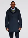 Ombre Minimalist men's mid-length coat with hood - navy blue