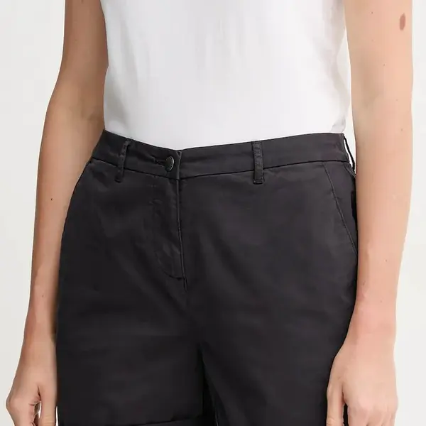 Kraťasy Barbour dámské, černá barva, hladké, high waist, LST0022NY73