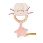 MOULIN ROTY Chrastítko s dřevěným kroužkem Pink mouse