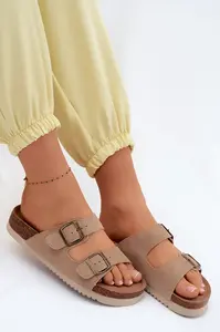 Dámské semišové pantofle s přezkami
