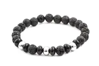 Agato Korálkový náramek z lávového kamene a howlitu MINK57 17 cm