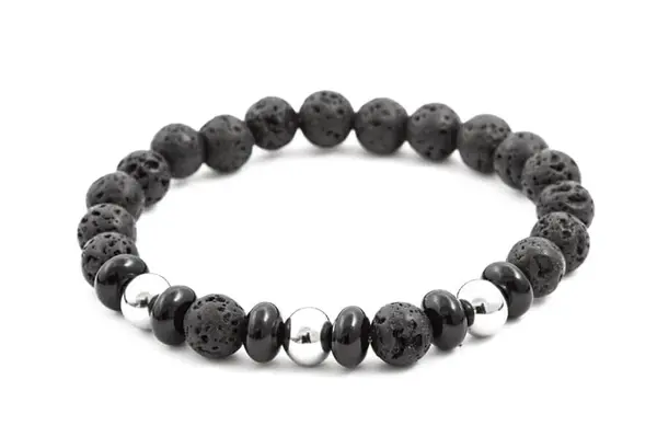 Agato Korálkový náramek z lávového kamene a howlitu MINK57 17 cm