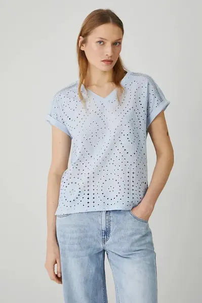 Bavlněné tričko Medicine dámské, modrá barva