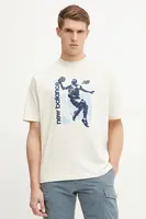 Bavlněné tričko New Balance béžová barva, s potiskem, MT51605LIN