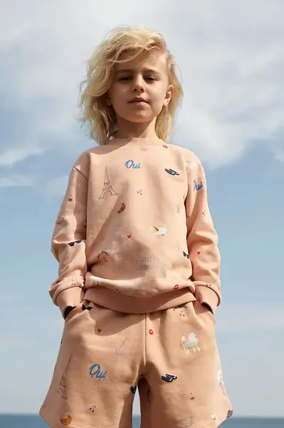 Dětská bavlněná mikina Liewood Thora Printed Sweatshirt oranžová barva, vzorovaná, LW19862