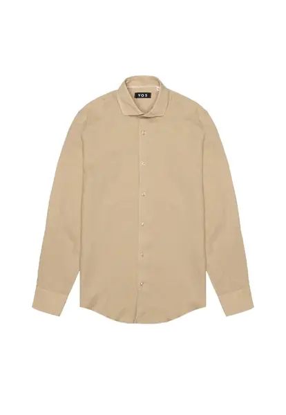 Pánska béžová košeľa z bavlny a ľanu