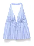 Pull&Bear Top  pastelovo modrá / svetlomodrá / biela