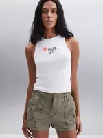 Grimelange Top  tmavozelená / svetločervená / čierna / biela