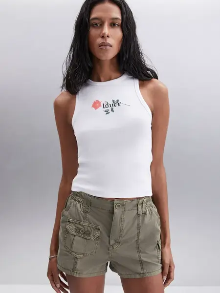 Grimelange Top  tmavozelená / svetločervená / čierna / biela