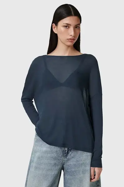 Halenka AllSaints FRANCECSO dámská, modrá barva, hladká, W165JB