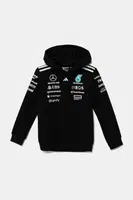 Dětská mikina adidas Performance MER černá barva, s kapucí, vzorovaná, JX0683