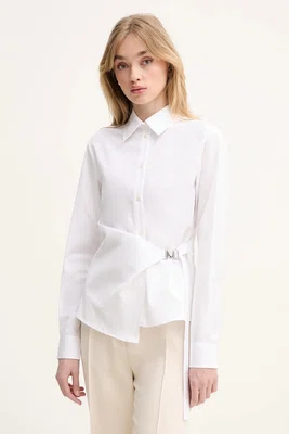 Bavlněná košile MSGM dámské, bílá barva, regular, s klasickým límcem, 3841MDE14X.257100