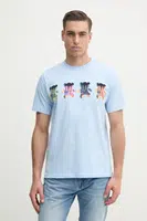 Bavlněné tričko PS Paul Smith modrá barva, s potiskem, M2R.011R.PP5131