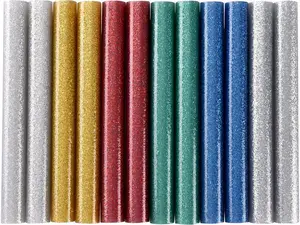 Náplně do tavné pistole - tyčinky 11x100 mm, mix barev, třpyt, 12 ks - EXTOL CRAFT EX9911