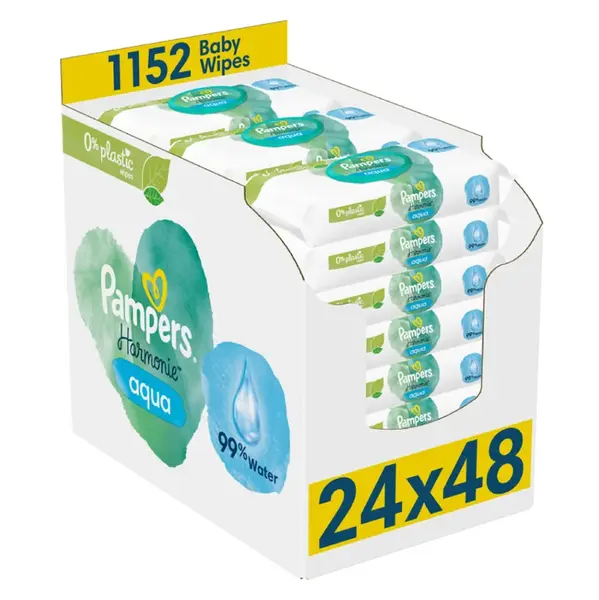 PAMPERS Harmonie Aqua Plastic free ubrousky 24 x 48 ks