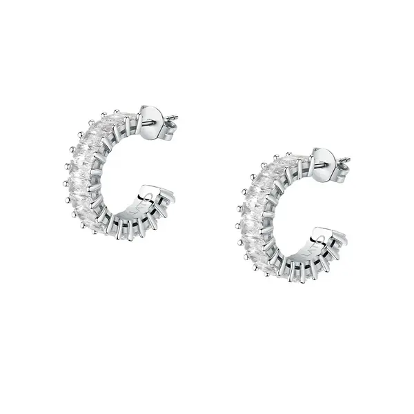 Morellato Třpytivé kruhové náušnice se zirkony Baguette SAVP06