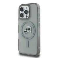 Zadní kryt Karl Lagerfeld IML K&CH Heads Metal Frame MagSafe pro Apple iPhone 16 Pro, černá
