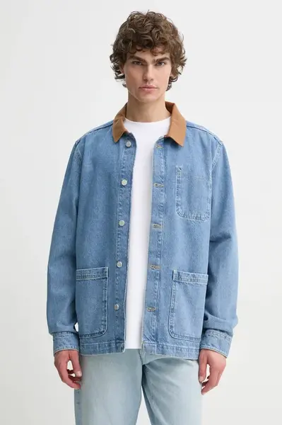 Džínová košile Les Deux pánská, modrá barva, relaxed, s klasickým límcem, LDM640164