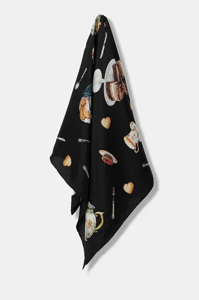 Hedvábný šátek Moschino dámský, černá barva, M3289 3549