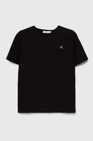Dětské bavlněné tričko Calvin Klein Jeans černá barva