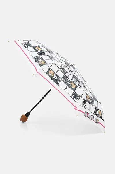 Deštník Moschino bílá barva, 8620