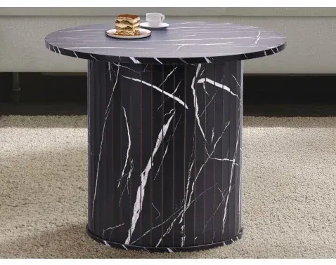 Okrúhly konferenčný stolík Treviso, 60 cm, čierny mramor%