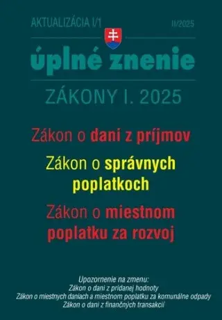 Aktualizácia I/1 2025 – daňové a účtovné zákony