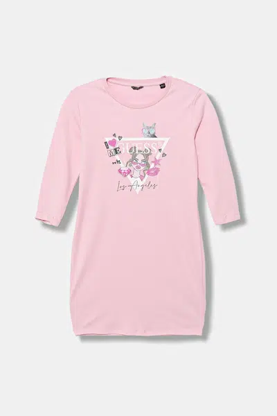 Dětské bavlněné šaty Guess růžová barva, mini, J3YK13 KA6W4