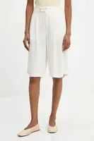 Lněné kraťasy Answear.LAB dámské, bílá barva, high waist