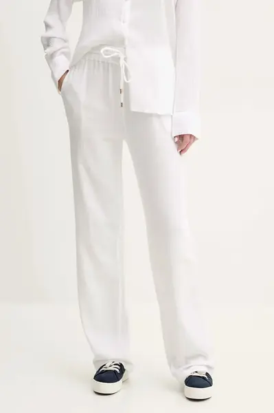 Bavlněné kalhoty Melissa Odabash dámské, bílá barva, jednoduché, high waist, Krissy